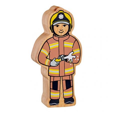 Wooden Brown & Yellow Firefighter Toy