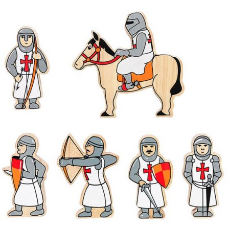 Wooden Red Knights Playset - 6 Figures