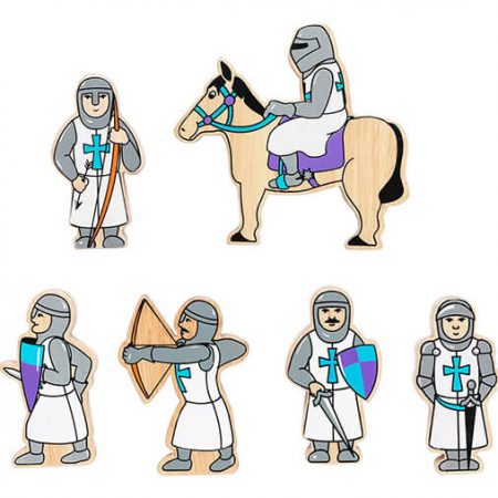 Wooden Blue Knights Playset - 6 Figures
