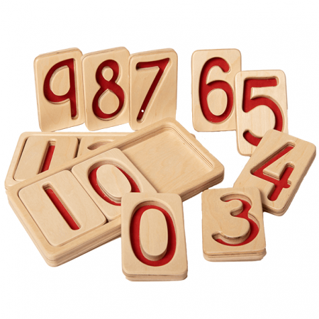 wooden number tiles with tray