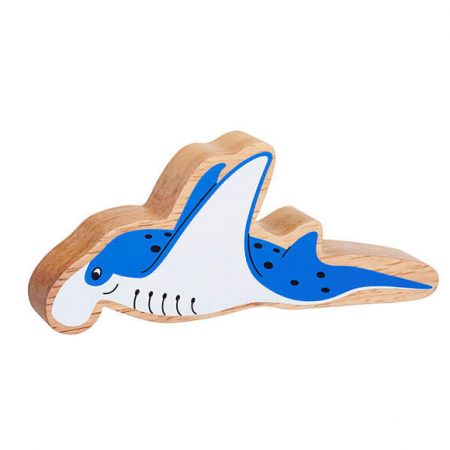 Wooden Blue & White Manta Ray Toy