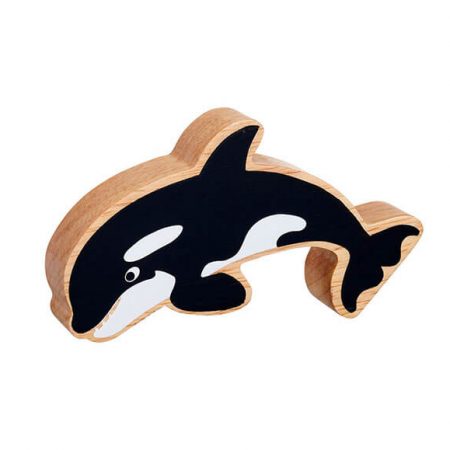 Wooden Black & White Orca Toy