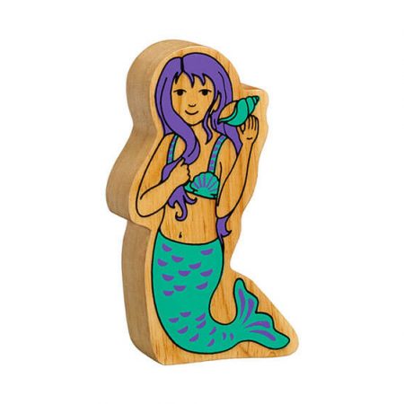 Wooden Green & Purple Mermaid Toy