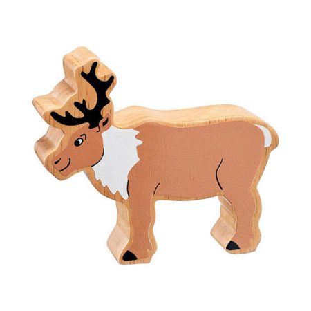 Wooden Brown & White Reindeer Toy