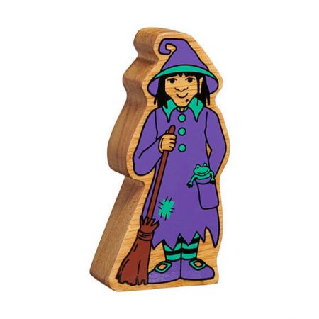 Wooden Purple & Green Witch Toy