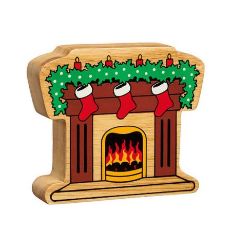 Wooden Fireplace with Stockings Toy