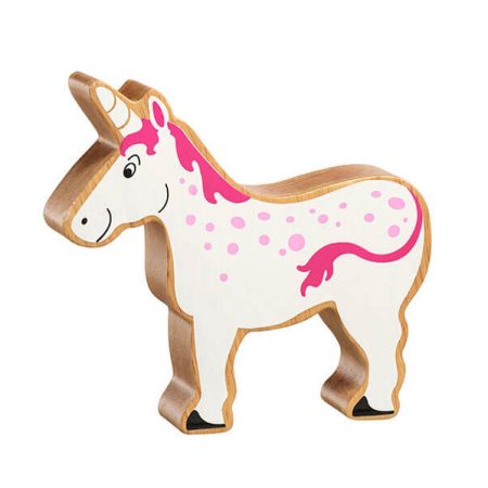 Wooden Pink & White Unicorn Toy