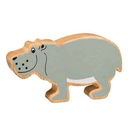 Wooden Grey Hippo Toy