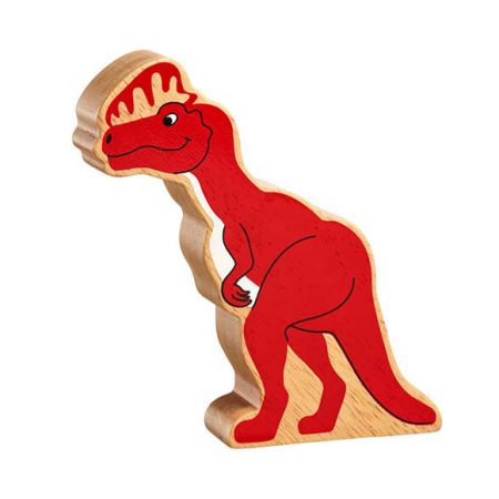 Wooden Red Dilophosaurus Toy
