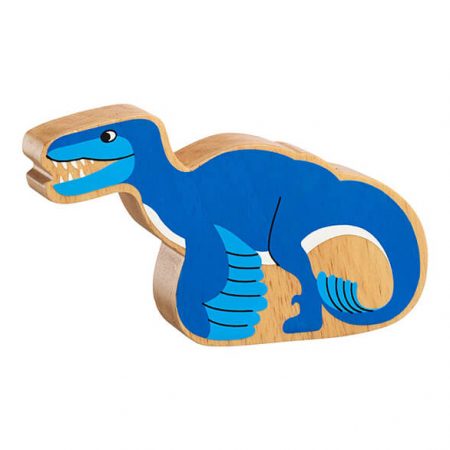 Wooden Blue Utahraptor Toy