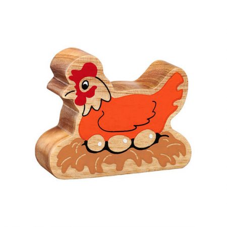 Wooden Orange Hen on a Nest Toy