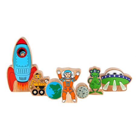Wooden Space Playset - 7 Figures