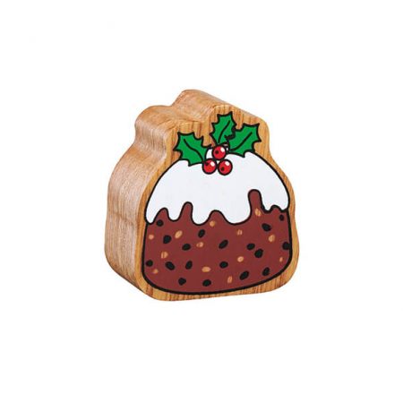 Wooden Brown & White Christmas Pudding Toy