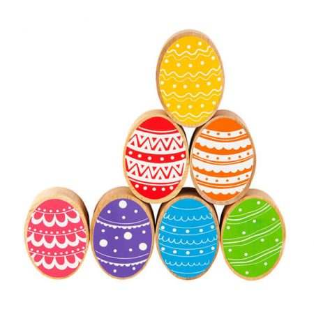 Wooden Rainbow Eggs Playset - 7 Figures