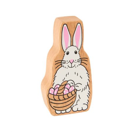 Wooden White & Pink Easter Bunny Toy