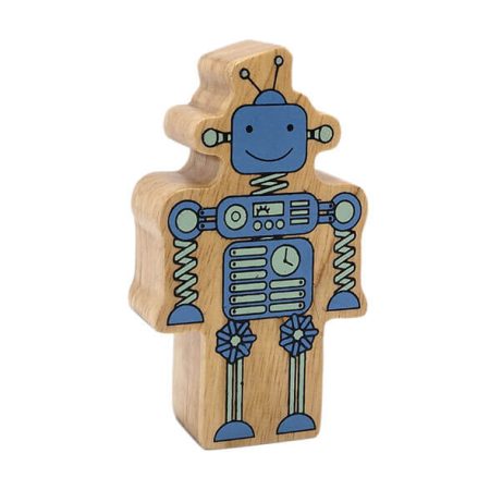 Wooden Blue Robot Toy