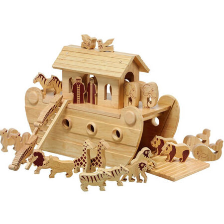 Wooden Deluxe Noah's Ark Playset with Natural Wood Characters